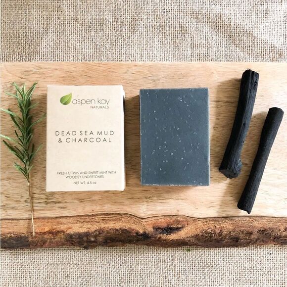 NIB ASPEN KAY NATURALS DEAD SEA MUD & CHARCOAL - BAR SOAP - Picture 1 of 6